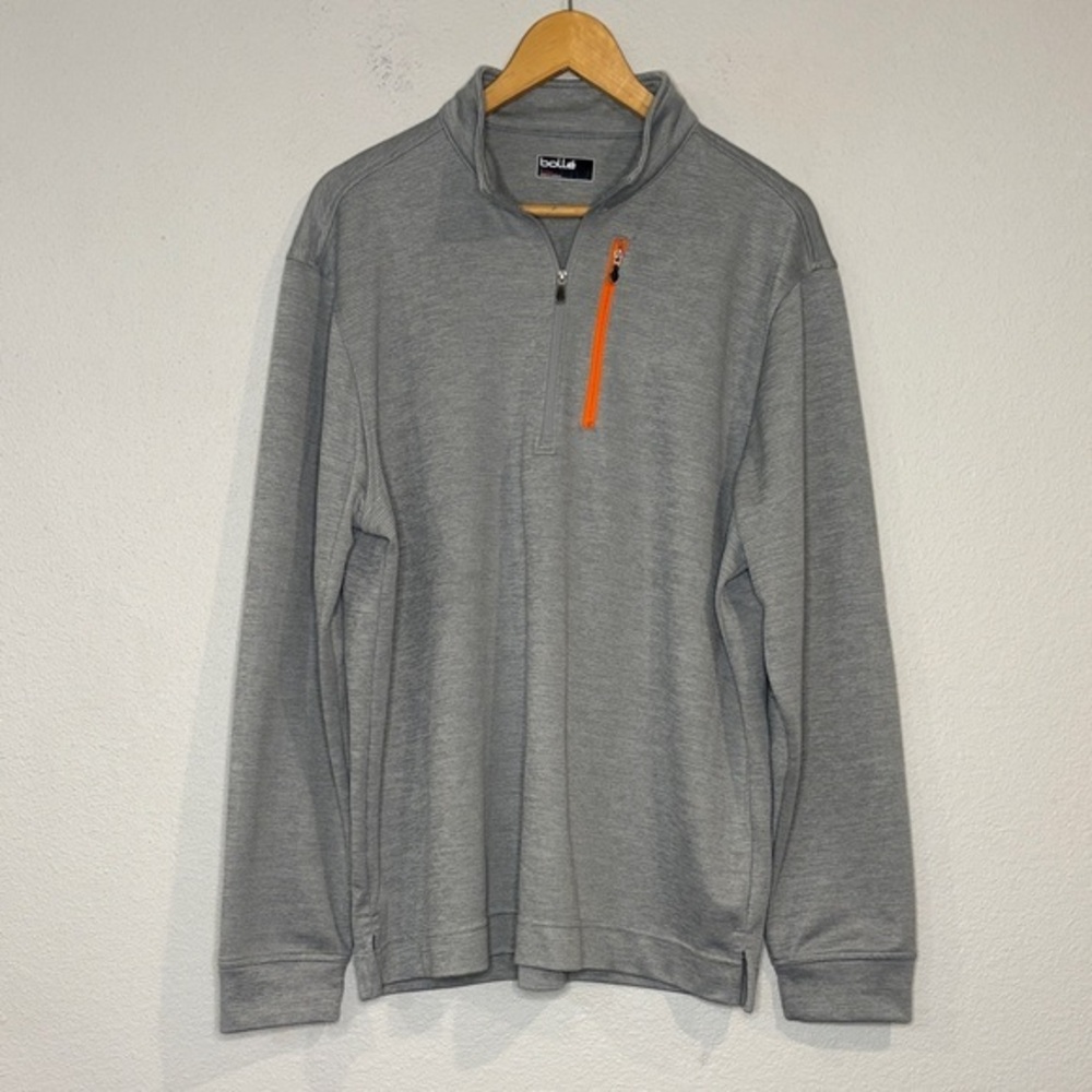 Bolle quarter zip athletic golf performance pullover shirt chest pocket gray L
